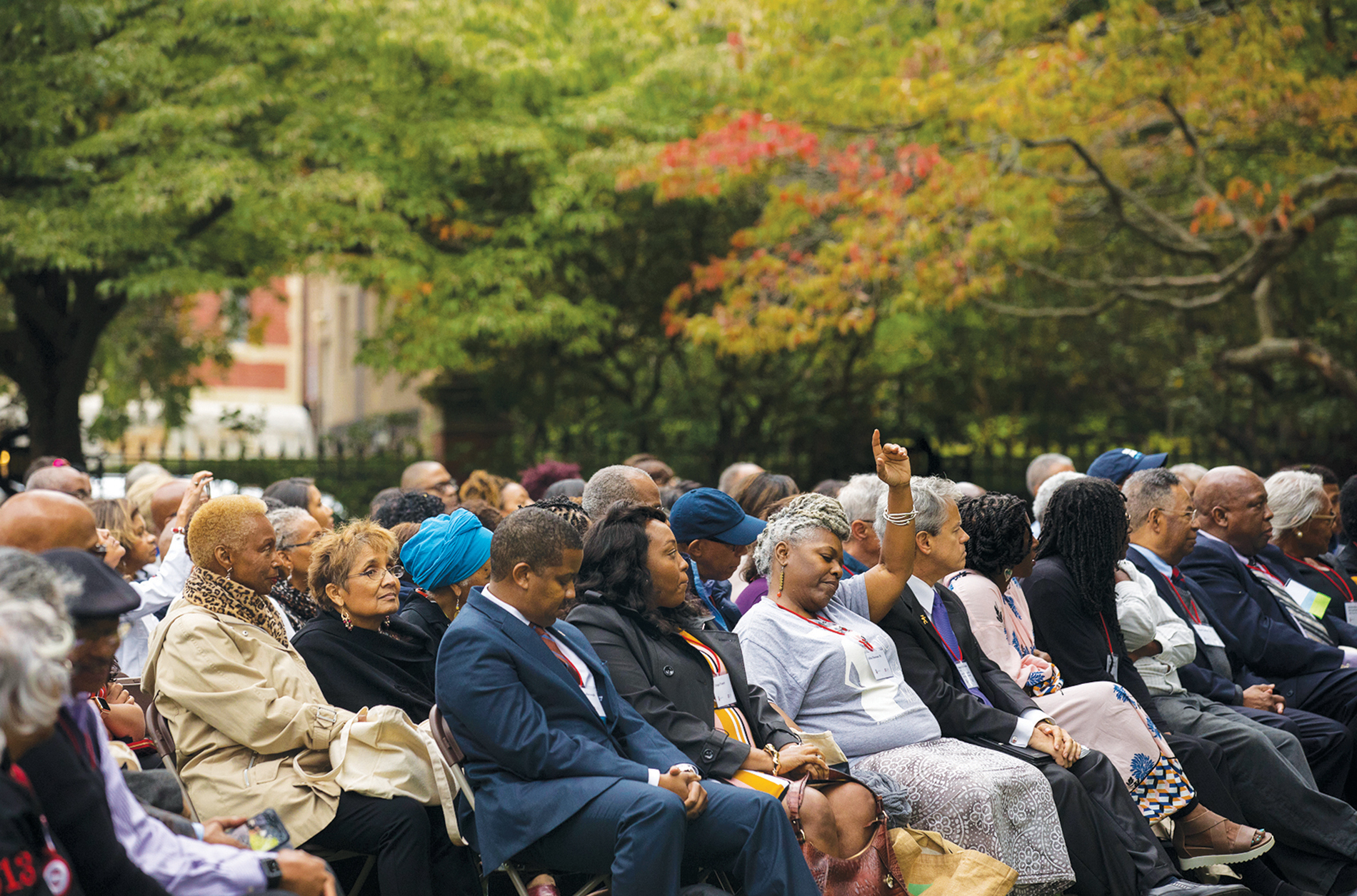 Photo of ceremony to honor the ancestors at the Slavery Memorial.